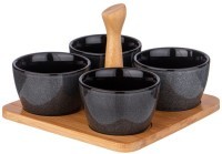 Набор соусников lefard &quot;graphite&quot; 4 шт. 175 мл 19*6.5 см на дер. подставке с ручкой (474-240)