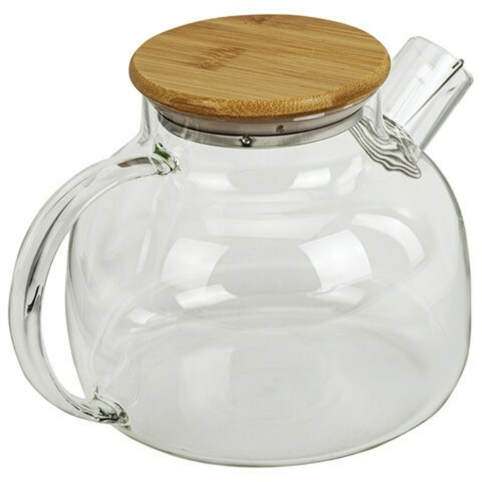 Чайник заварочный 900 мл Бочонок, жаропрочное стекло, спиральное сито, DASWERK, 608644 (96597)