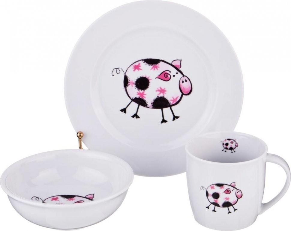 Набор посуды на 1 персону 3 пр.: кружка 300мл+тарелка 21,5см + салатник 15см. DUBI (606-843)