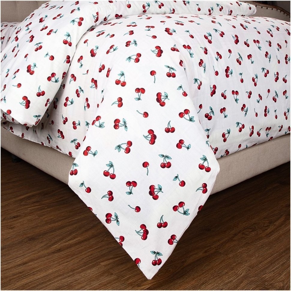 Пододеяльник "вишенка" 145х215см,белый,100%х\б,сорочка SANTALINO (984-232)