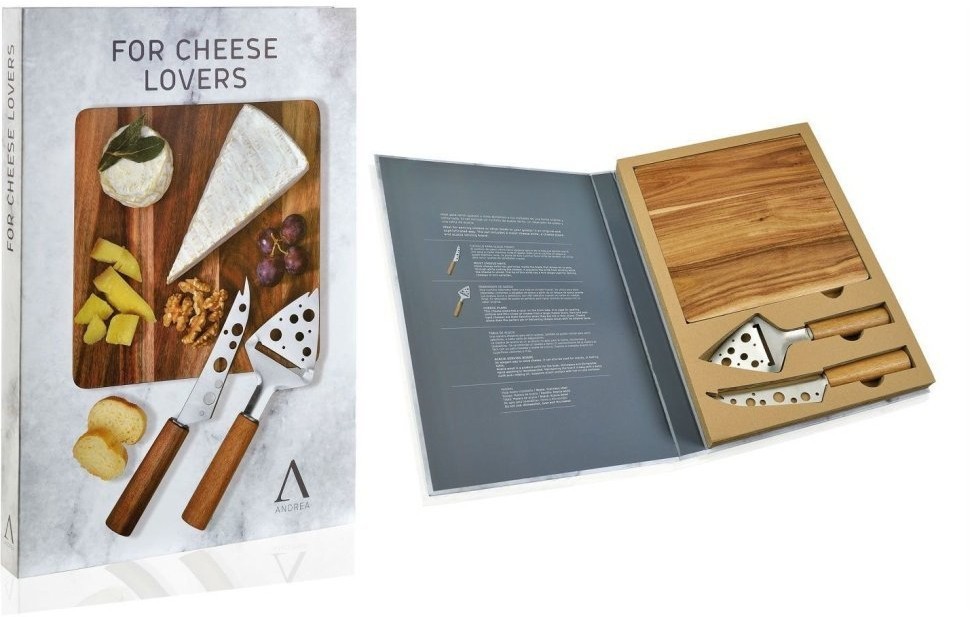 Andrea House Подарочный набор из 2 ножей и доски для сыра CC65021
