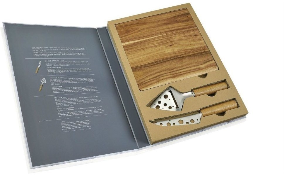 Andrea House Подарочный набор из 2 ножей и доски для сыра CC65021