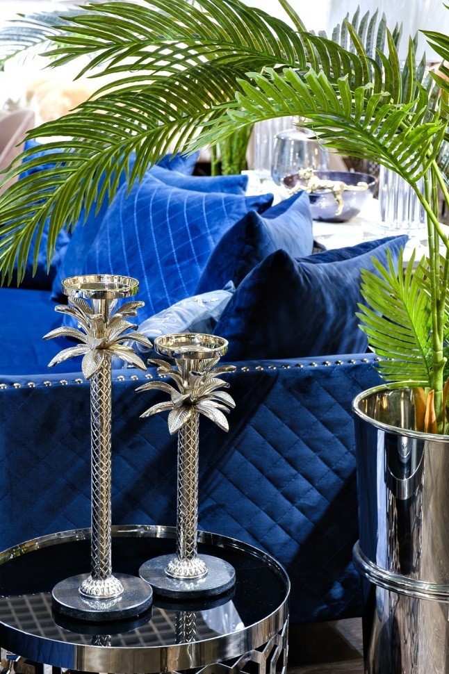 Подсвечник "Palm S" металл.на подставке хром d15*41см (TT-00006333)