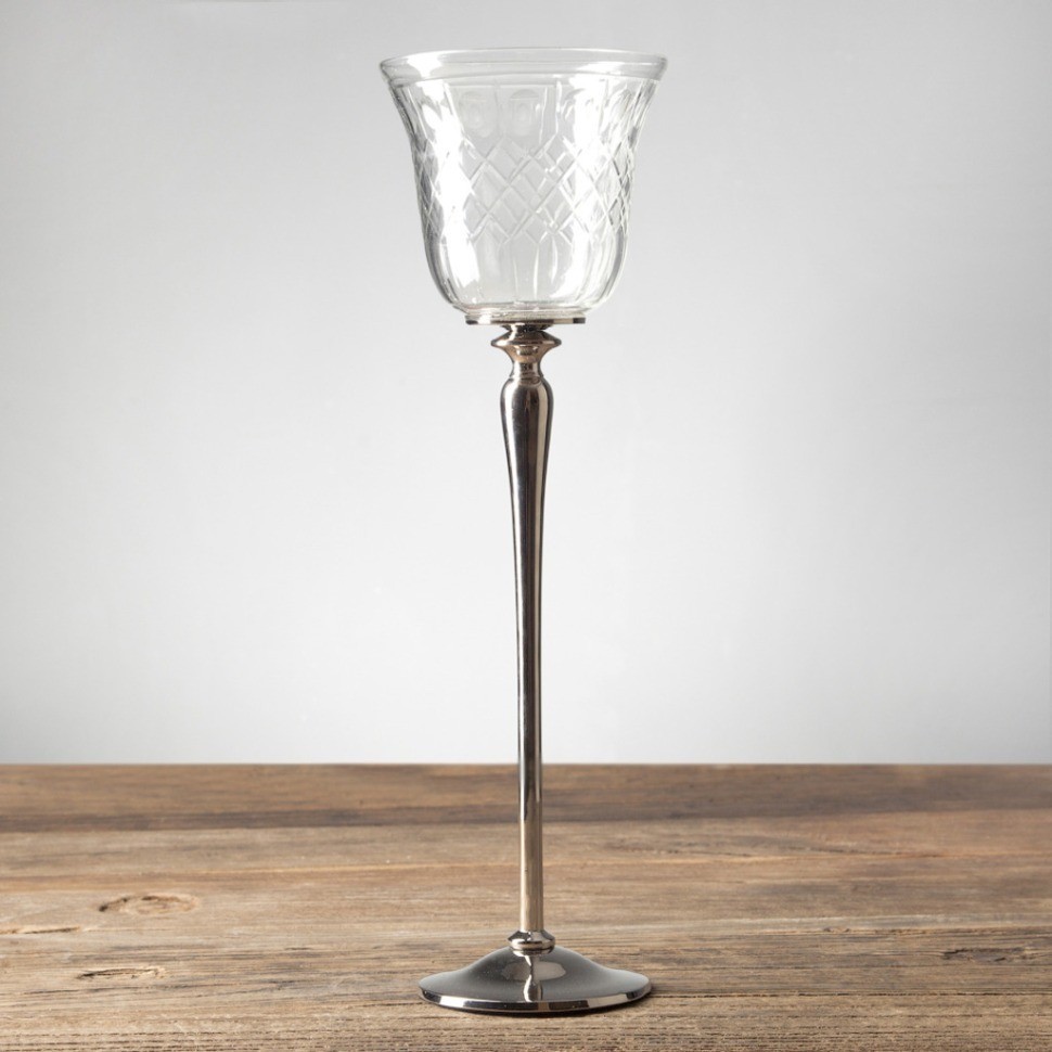 Подсвечник RO-6182/DCWN, 12, металл, стекло, chrom/clear, ROOMERS FURNITURE