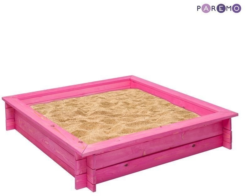 Деревянная песочница "Афродита" (4 лавки, пропитка, подложка), цв. Розовый (PS117)