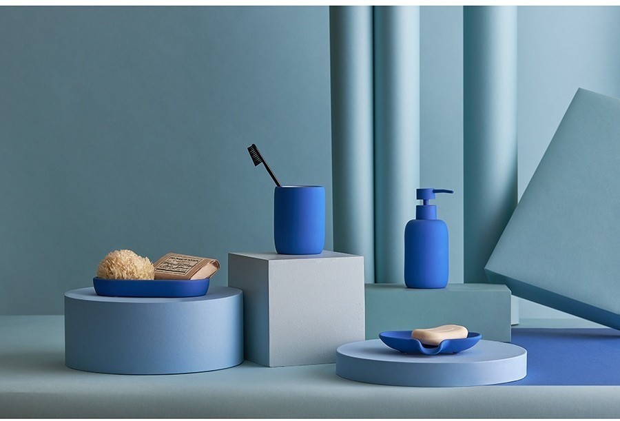 Набор ванных принадлежностей с подставкой flow, синий индиго, 4 пред. (78501)