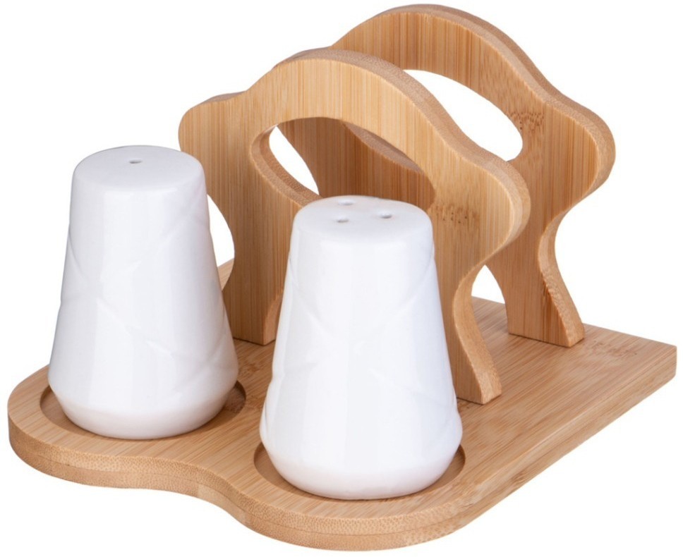 Набор для специй lefard "native" 3 пр.: соль, перец, салфетница на дерев. подставке (587-181)