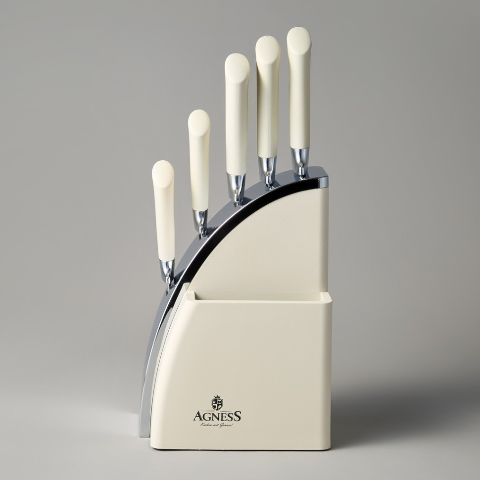 Набор ножей agness на пластиковой подставке, 6 предметов (911-743)