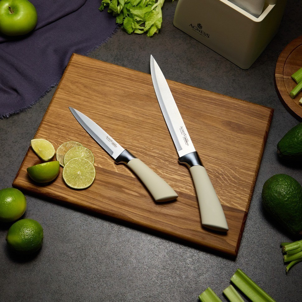 Набор ножей agness на пластиковой подставке, 6 предметов (911-743)