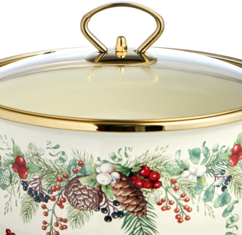 Кастрюля эмалированная agness со стеклянной крышкой серия "celebration", 3.6 л, 22*13 см (943-085)