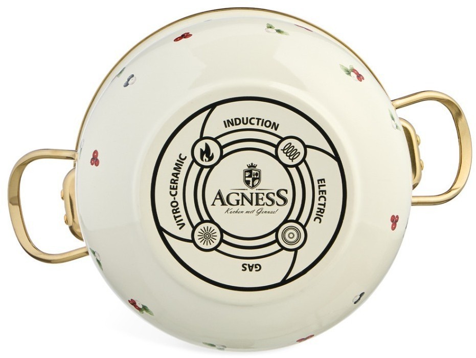 Кастрюля эмалированная agness со стеклянной крышкой серия "celebration", 3.6 л, 22*13 см (943-085)