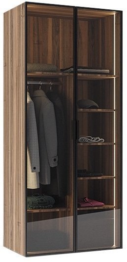 Шкаф двухдверный с полками цвет орех, дверцы стеклянные (TT-00010408)