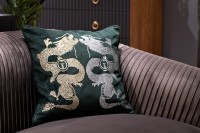 Подушка вышивка &quot;Пара драконов&quot; зеленый 45*45см (TT-00013441)