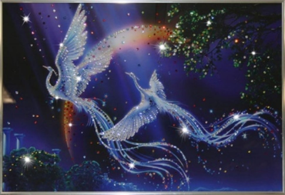 Картина Райские птицы с кристаллами Swarovski (1254)