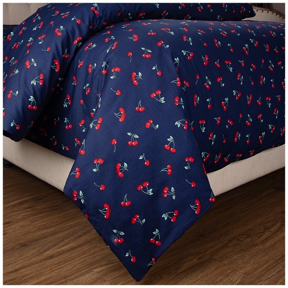 Пододеяльник "вишенка" 145х215см,синий,100%х\б,сорочка SANTALINO (984-233)