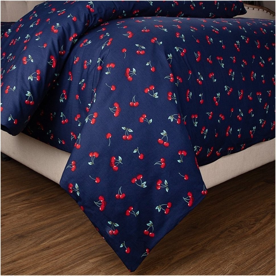 Пододеяльник "вишенка" 145х215см,синий,100%х\б,сорочка SANTALINO (984-233)