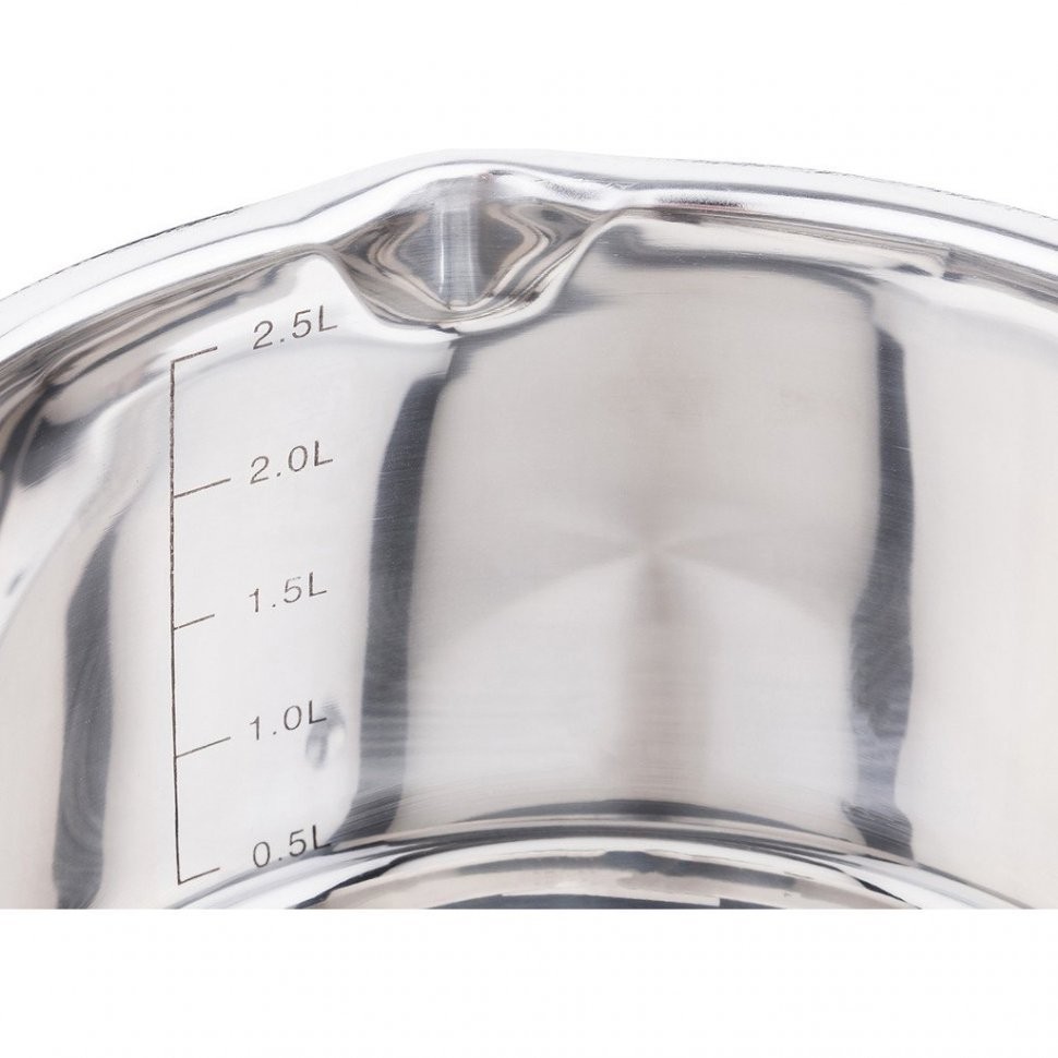 Кастрюля agness  со сливом, силикон. держатели, 2,9 л диаметр=19,5 см высота=12 см, нерж.сталь Agness (937-151)