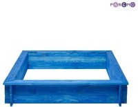 Деревянная песочница &quot;Одиссей&quot; (4 лавки, пропитка, подложка), цв. Синий (PS117-02)