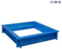 Деревянная песочница &quot;Одиссей&quot; (4 лавки, пропитка, подложка), цв. Синий (PS117-02)