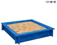 Деревянная песочница &quot;Одиссей&quot; (4 лавки, пропитка, подложка), цв. Синий (PS117-02)