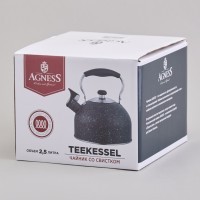 Чайник agness со свистком 2,5 л, складывающаяся ручка, индукцион. дно (937-915)