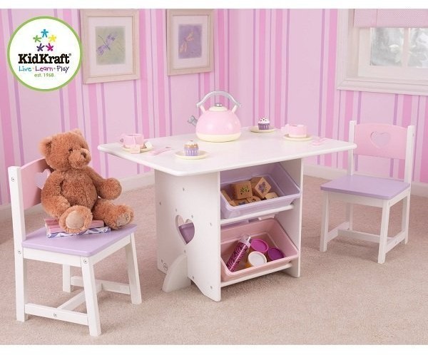 Набор детской мебели "Heart"(стол+2 стула+4 ящика) (26913_KE)