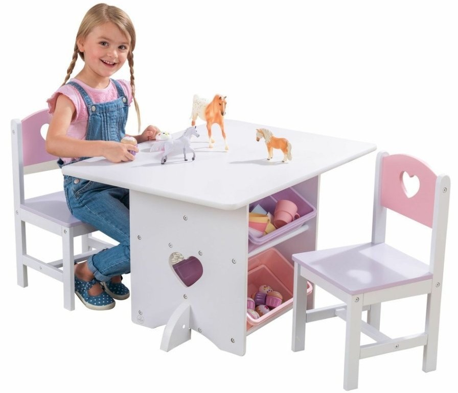 Набор детской мебели "Heart"(стол+2 стула+4 ящика) (26913_KE)