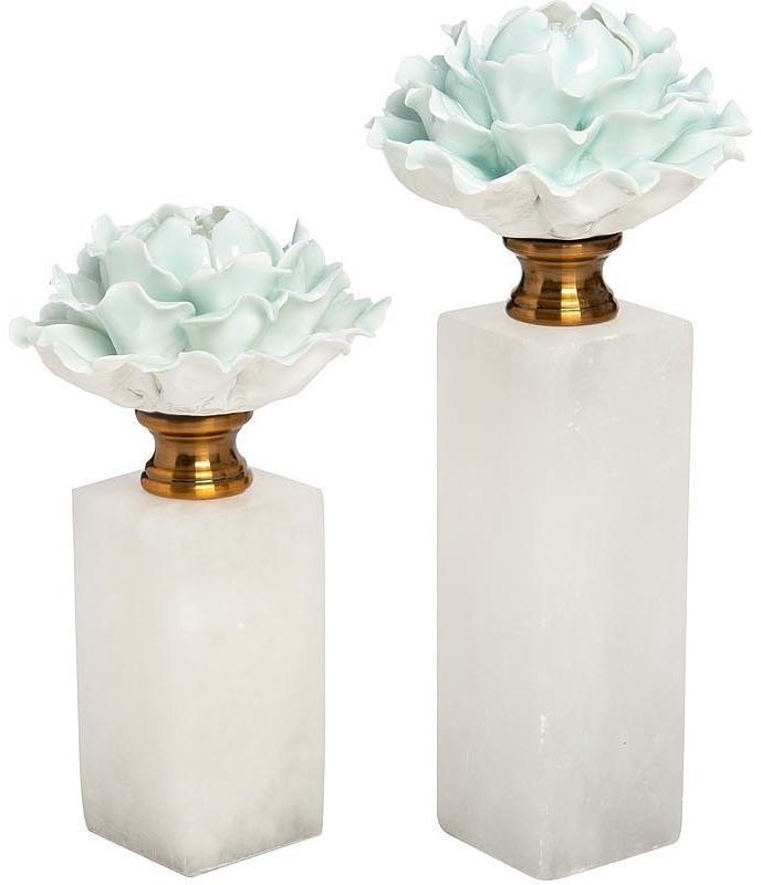 Декор "Голубая хризантема", мраморн.подставка d10*24см (TT-00004760)