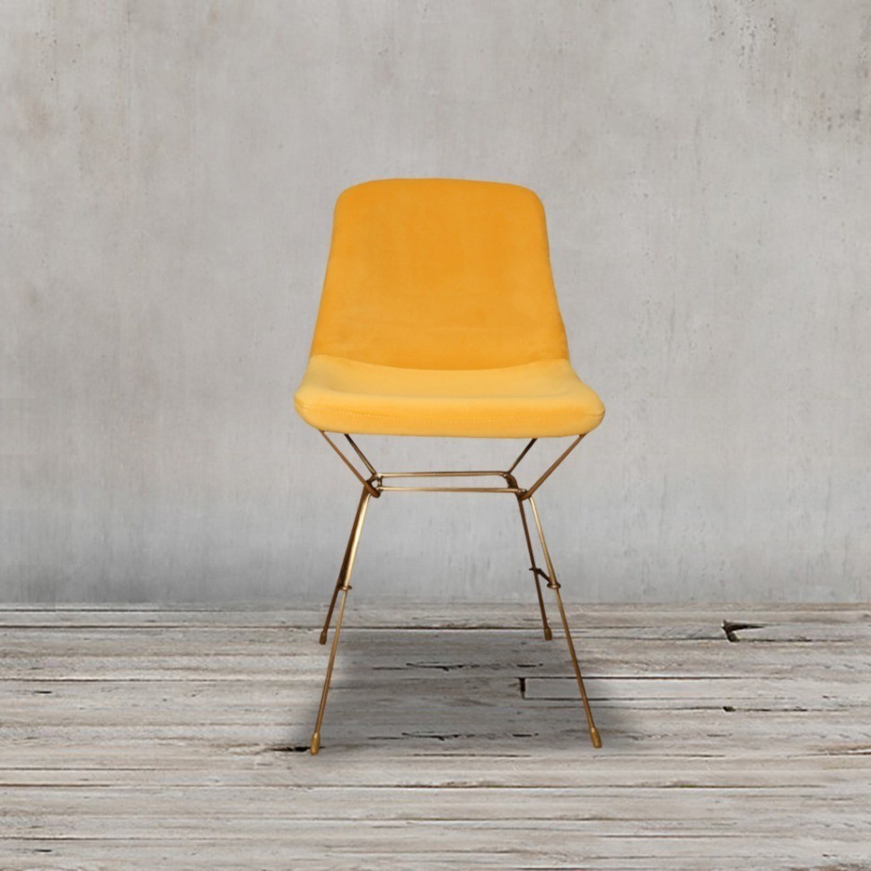 Стул SC-3288HW/yellow, Каркас матовое золото, вельвет, Yellow, ROOMERS FURNITURE