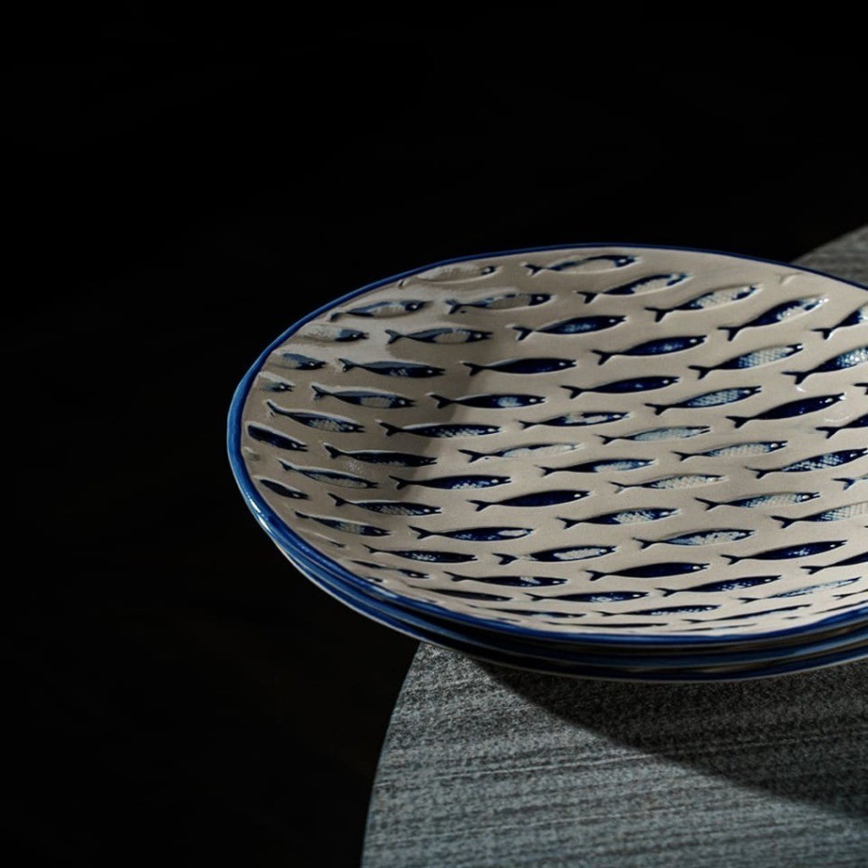 Тарелка LTHA034BB002240, 24 см, каменная керамика, beige, blue, LE COQ