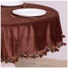 Скатерть круглая "роскошь", 150см, 100% пэ, коричневый, вилюр SANTALINO (850-881-13)