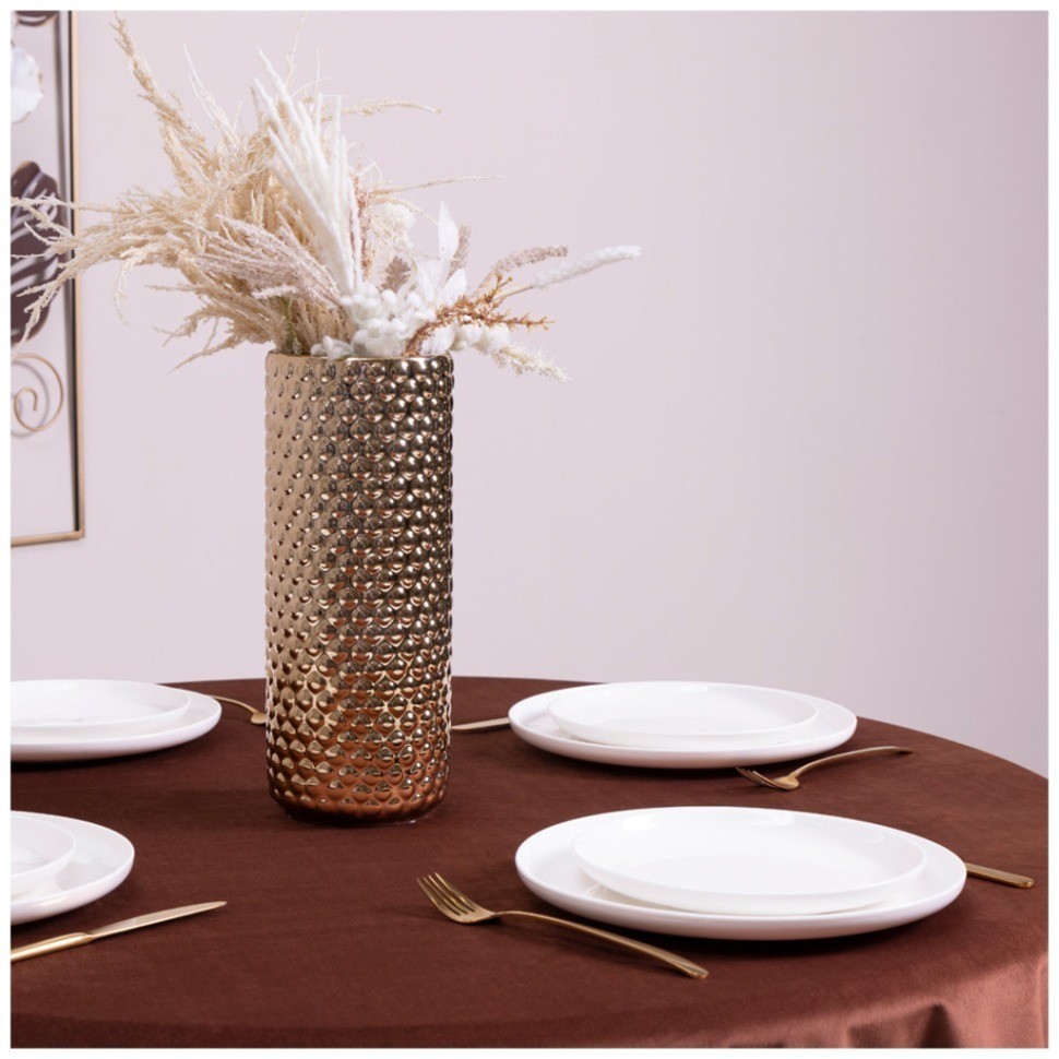 Скатерть круглая "роскошь", 150см, 100% пэ, коричневый, вилюр SANTALINO (850-881-13)