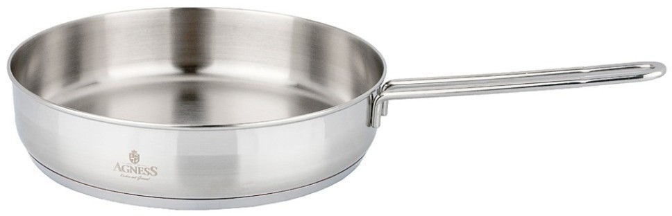 Сковорода agness professional 22х6 см,2,3 л высококачественная нерж сталь 18/10 индукционное дно (936-323)