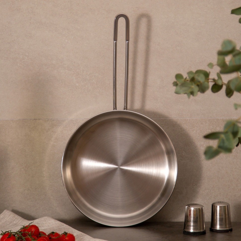 Сковорода agness professional 22х6 см,2,3 л высококачественная нерж сталь 18/10 индукционное дно (936-323)