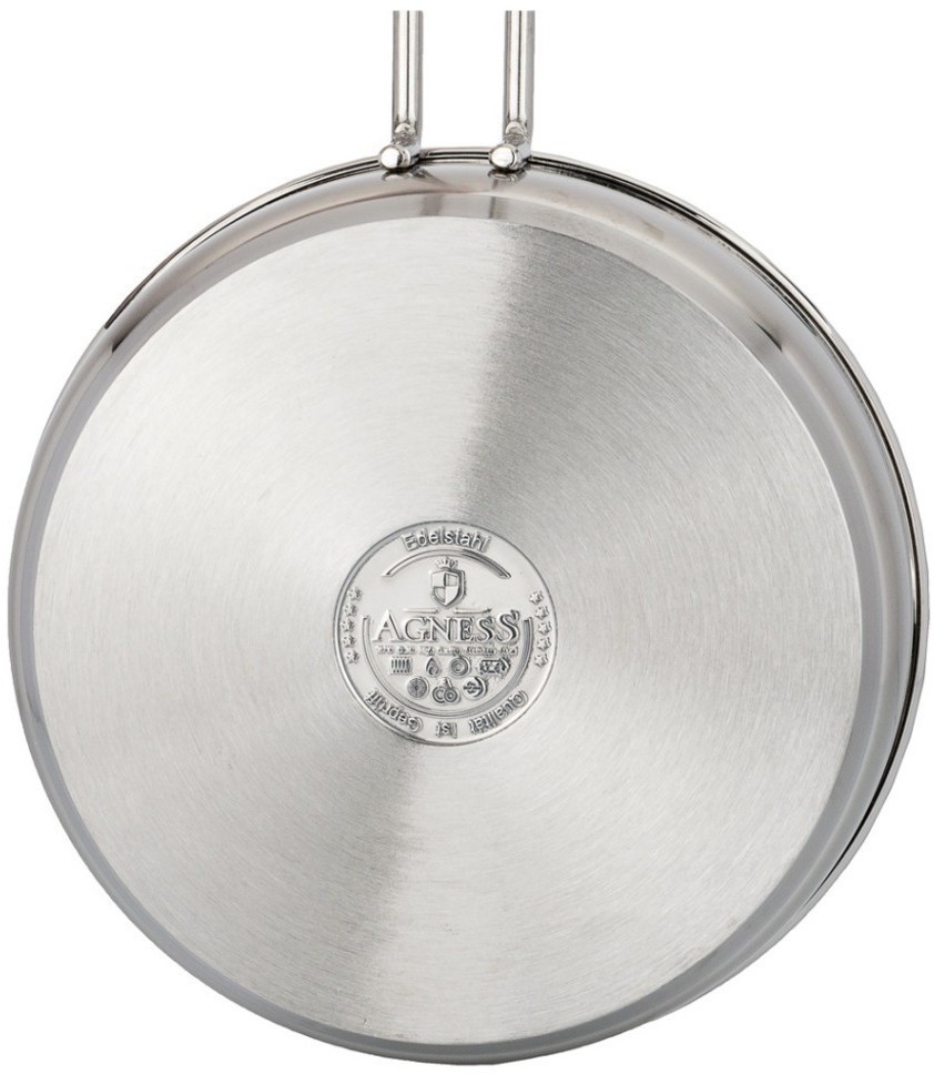 Сковорода agness professional 22х6 см,2,3 л высококачественная нерж сталь 18/10 индукционное дно (936-323)