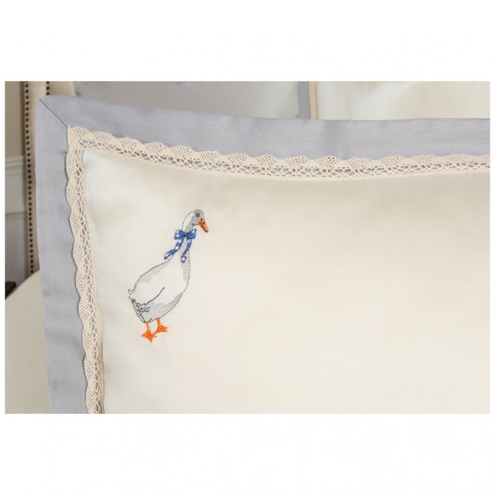 Кпб евро "гуси",сер+шамп,сатин, 100% х\б,под200х220-1шт.пр245х245-1шт,н50х70-2шт,70х70-2шт SANTALINO (984-802)