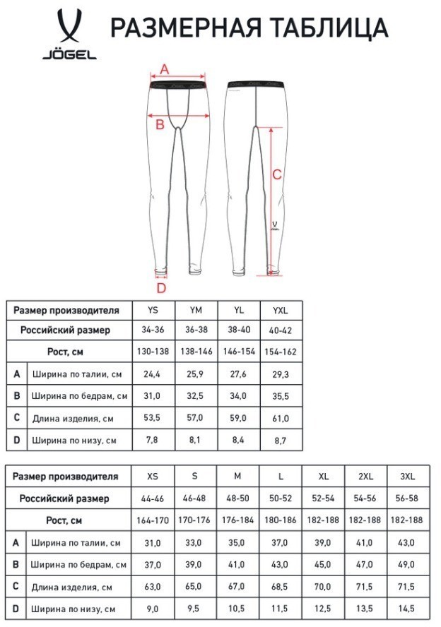 Тайтсы компрессионные JOGEL CAMP PerFormDRY Baselayer Tights, гранатовый (2125187)
