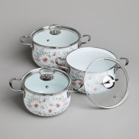 Набор кастрюль agness эмалированных серия &quot;дворцовый парк&quot;, 6пр. 2,0/2,8/3,6л,18х11/20х12/22х13см (934-714)