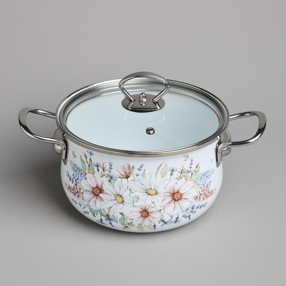 Набор кастрюль agness эмалированных серия "дворцовый парк", 6пр. 2,0/2,8/3,6л,18х11/20х12/22х13см (934-714)