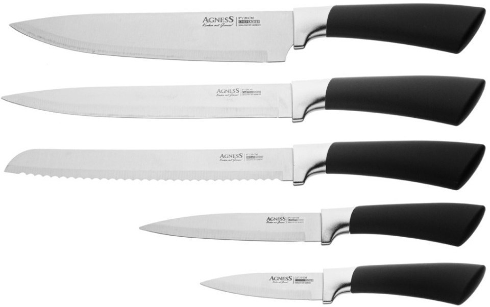 Набор ножей agness на пластиковой подставке, 6 предметов (911-744)