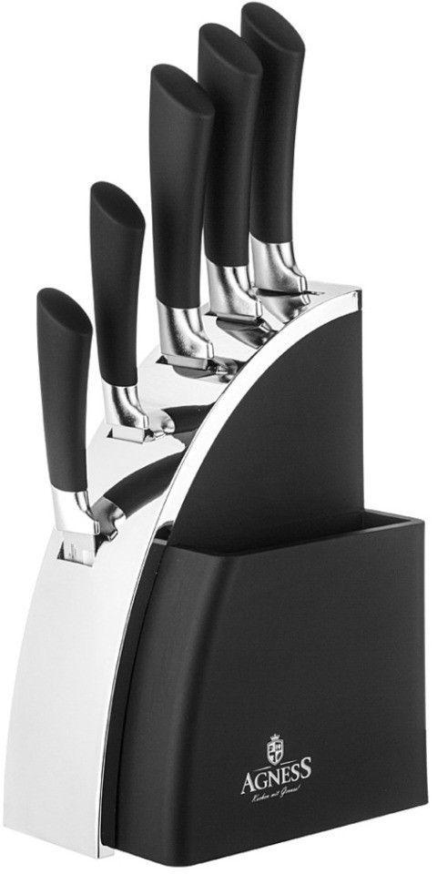 Набор ножей agness на пластиковой подставке, 6 предметов (911-744)