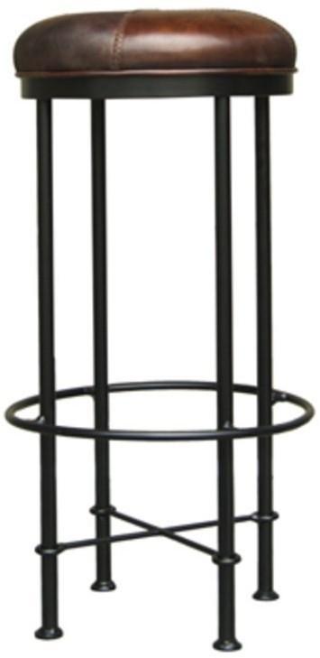 Стул барный Эван EVAN BARSTOOL/RICH BROWN, 35, каркас металл, обивка кожа, Rich brown, ROOMERS FURNITURE