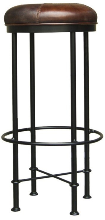 Стул барный Эван EVAN BARSTOOL/RICH BROWN, 35, каркас металл, обивка кожа, Rich brown, ROOMERS FURNITURE