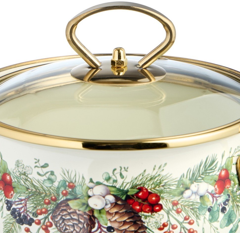 Кастрюля эмалированная agness со стеклянной крышкой серия "celebration", 1.5 л, 16*10 см (943-082)