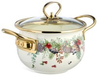 Кастрюля эмалированная agness со стеклянной крышкой серия &quot;celebration&quot;, 1.5 л, 16*10 см (943-082)