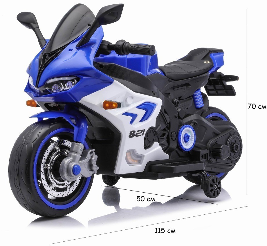 Детский электромотоцикл Ducati (12V, EVA, ручка газа, спидометр) (FT-821-BLUE-WHITE)