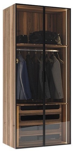 Шкаф двухдверный с выдвижными ящиками цвет орех, дверцы стеклянные (TT-00010409)
