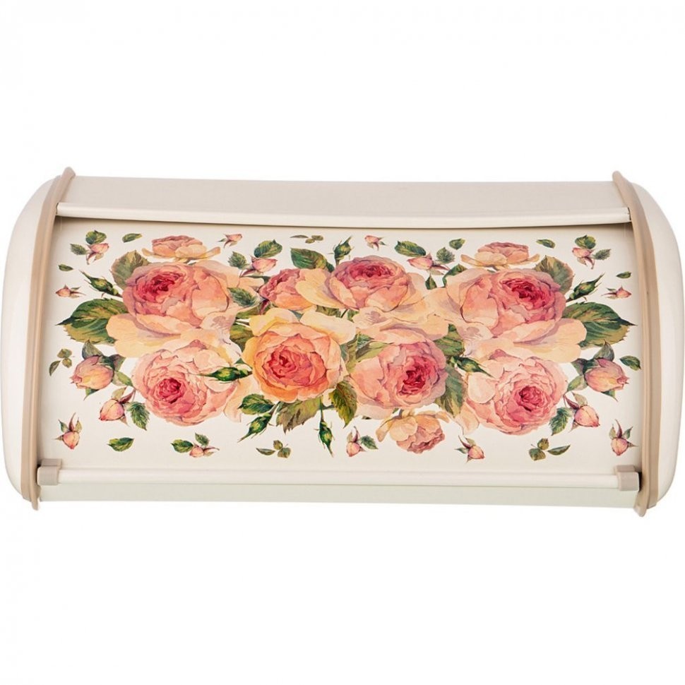 Хлебница agness "пионы" серии "винтаж" металлическая, 35,5х23х14,5см (938-040)