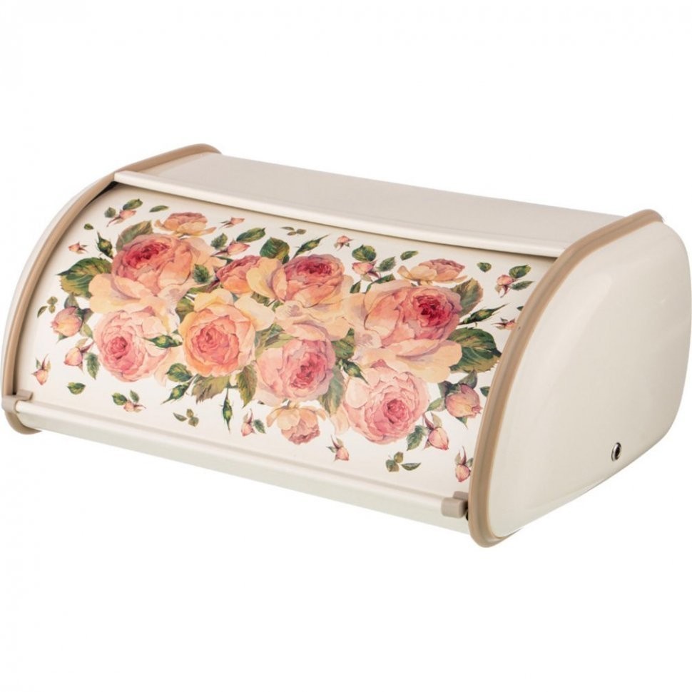 Хлебница agness "пионы" серии "винтаж" металлическая, 35,5х23х14,5см (938-040)