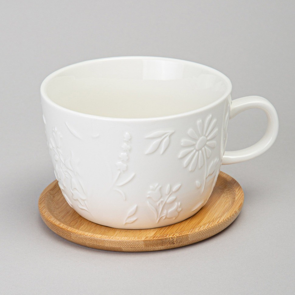 Чайная пара lefard "flowers story" с дерев. блюдцем 450 мл (474-250)